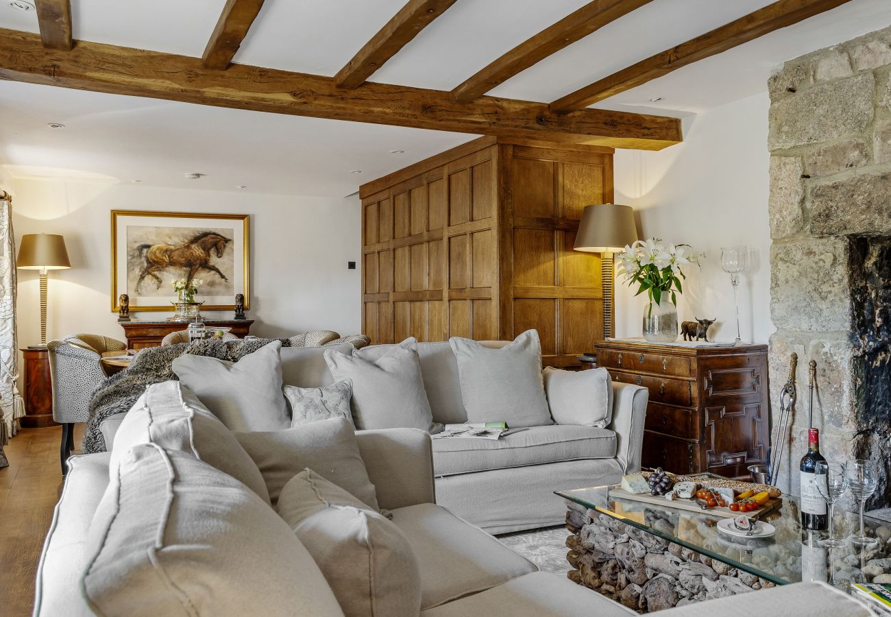 Neutral lounge with sofa and window light